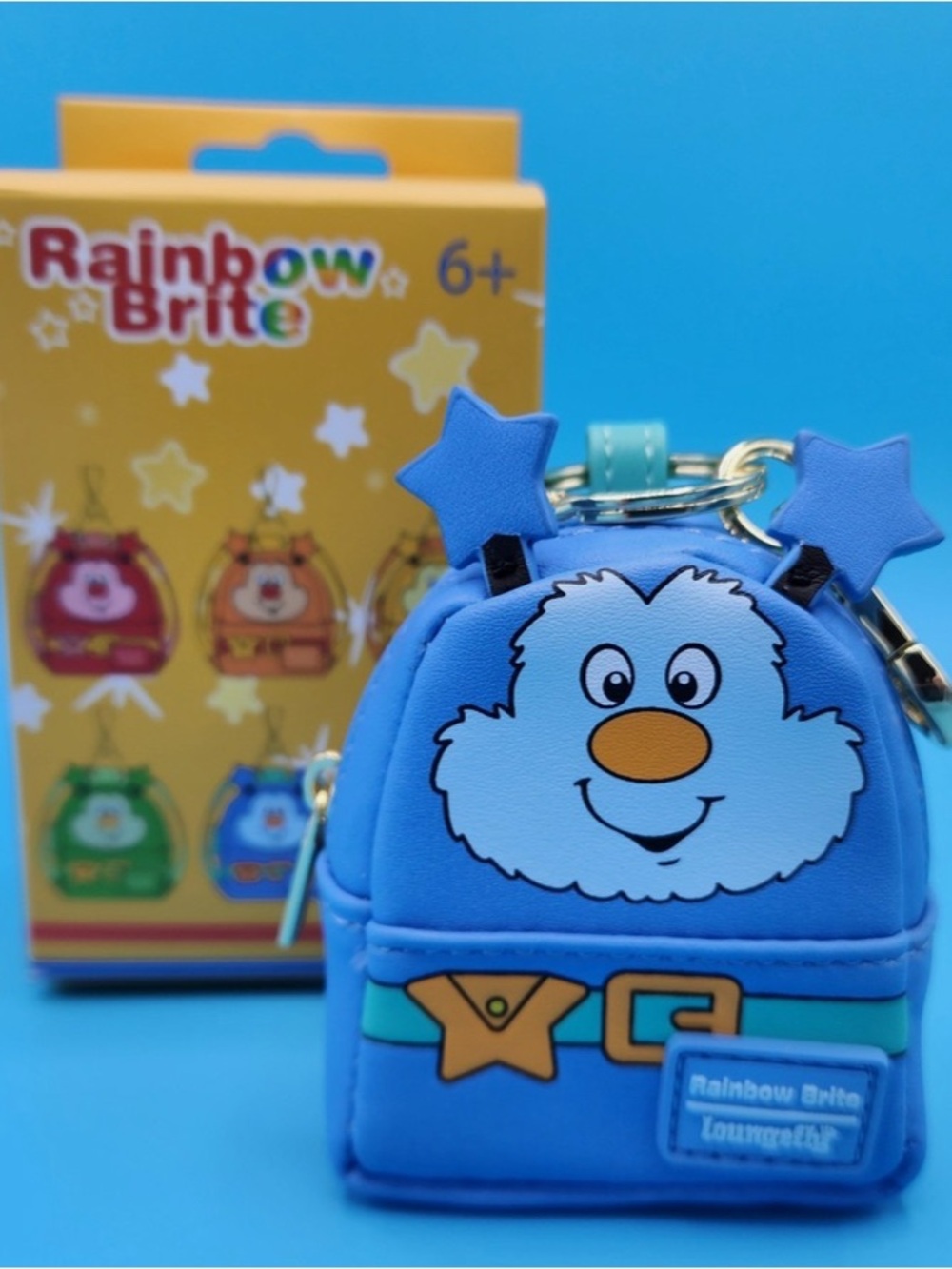 Loungefly Rainbow Brite Blue Starry Character Mini Backpack Keychain
